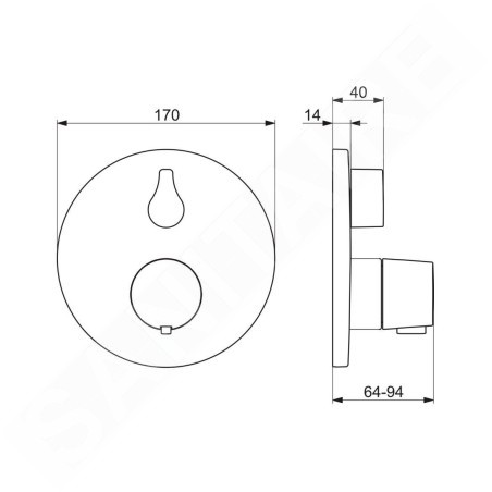 Hansa Living - Mitigeur thermostatique de baignoire encastré, avec inverseur pour 2 sorties, chrome 81149552