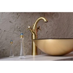 Sapho Antea - Mitigeur de lavabo avec garniture de vidage, hauteur 300 mm, bronze 3276L