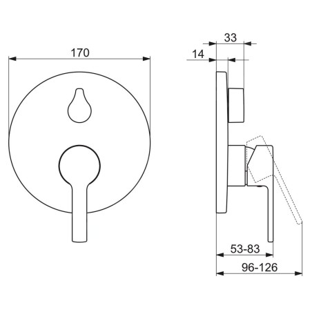 Hansa Ronda - Mitigeur de baignoire encastré, avec inverseur pour 2 sorties, chrome 83849573
