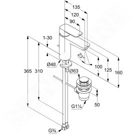 Kludi Pure&Style - Mitigeur de lavabo avec vidage, chrome 402900575