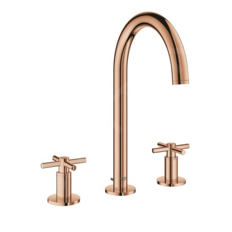 Grohe Atrio - Mitigeur de lavabo avec vidage et tuyau d’écoulement orientable, installation à 3 trous, Warm Sunset 20008DA3