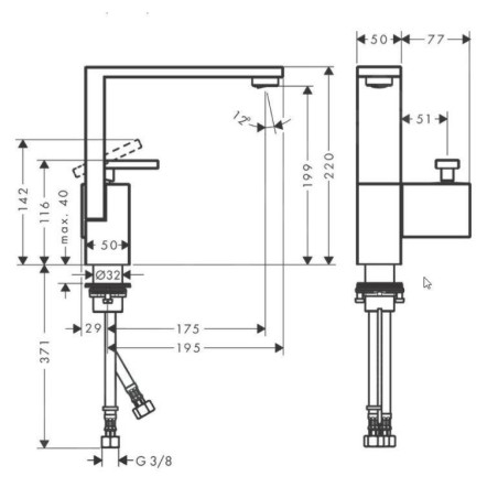 Axor Edge - Mitigeur de lavabo avec bonde, chrome 46021000