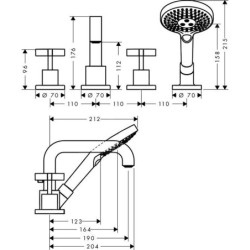 Axor Citterio - Mitigeur de baignoire, 4 trous, chrome 39453000