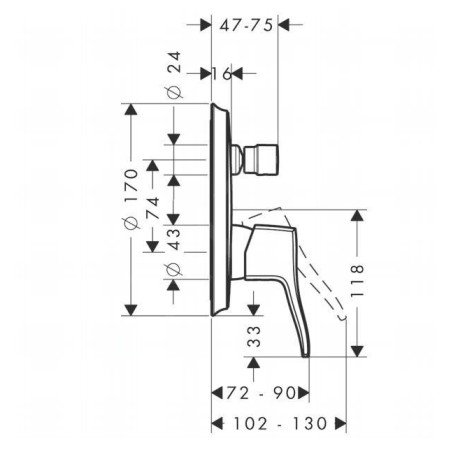 Hansgrohe Metris Classic - Mitigeur de baignoire encastré, chrome 31485000