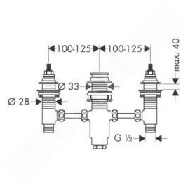 Hansgrohe Corps d’encastrement - Corps de base de mitigeur de baignoire à trois trous  pour le bord de baignoire 13233180