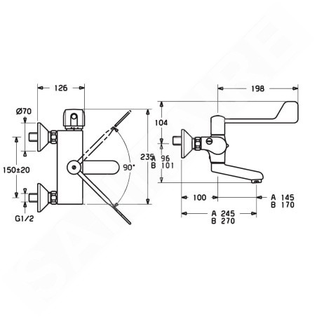 Hansa Tempra - Mitigeur thermostatique de lavabo avec bec pivotant, chrome 08385292