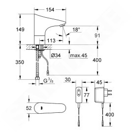 Grohe Europlus E - Mitigeur de lavabo électronique, chrome 36016001