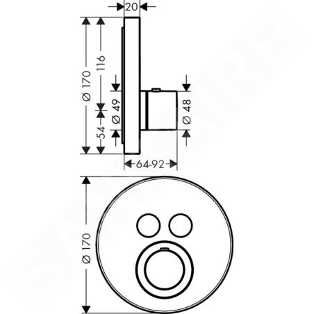 Axor ShowerSelect - Module thermostatique encastré pour 2 sorties, chrome 36723000