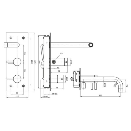 Sapho Minimal - Mitigeur de baignoire encastré, corps inclus, inox MI110