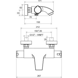 Ravak Termo - Mitigeur thermostatique de baignoire, chrome X070046