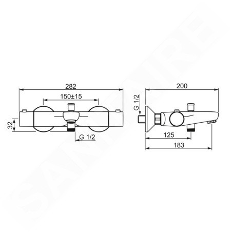 Hansa Unita - Mitigeur thermostatique de baignoire, chrome 58372101