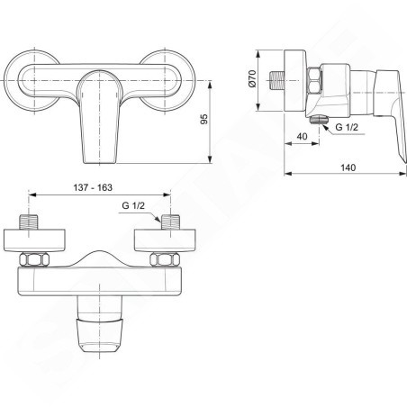 Ideal Standard Tesi - Mitigeur de douche, chrome A6581AA