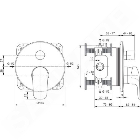 Ideal Standard CeraFlex - Mitigeur de baignoire encastré, chrome A6725AA