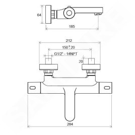 Ravak Termo - Mitigeur thermostatique de baignoire, chrome X070097