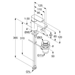 Kludi Pure&Style - Mitigeur de lavabo avec vidage, chrome 403850575
