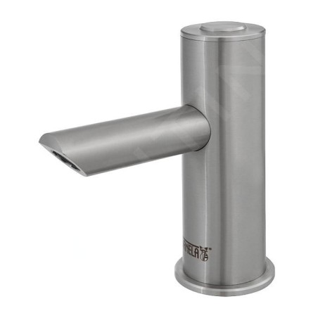 Sanela Robinets Piezo - Mitigeur de lavabo Piezo anti-vandalisme, alimentation depuis pile de 6V, inox SLU 93PDB