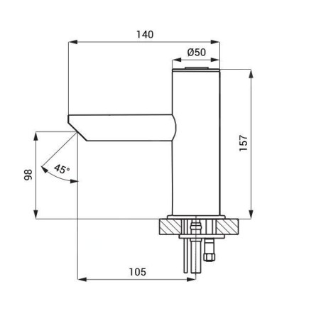 Sanela Robinets Piezo - Mitigeur de lavabo Piezo anti-vandalisme, alimentation depuis pile de 6V, inox SLU 93PDB