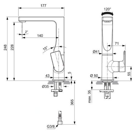Ideal Standard Edge - Mitigeur de lavabo avec bec pivotant, chrome A7111AA