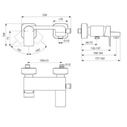 Ideal Standard Edge - Mitigeur de baignoire, chrome A7121AA