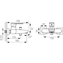 Novaservis Ferro Algeo Square - Robinetterie de baignoire, chrome 82020/1,0