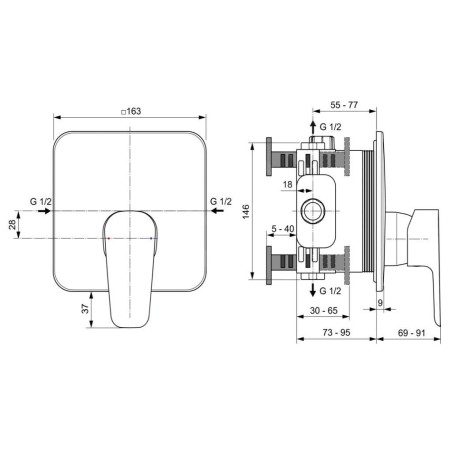 Ideal Standard Cerafine D - Mitigeur encastré de douche, chrome A7347AA