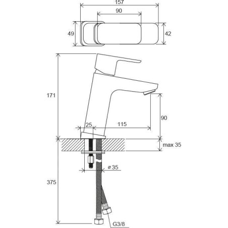 Ravak 10° Free - Mitigeur de lavabo TD F 014.00, chrome X070129