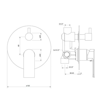 Sapho Axamite - Mitigeur encastré de douche avec corps d'encastrement, 2 sorties, chrome AX43