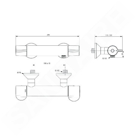 Ideal Standard Ceraplus II - Mitigeur thermostatique de douche, chrome A6871AA