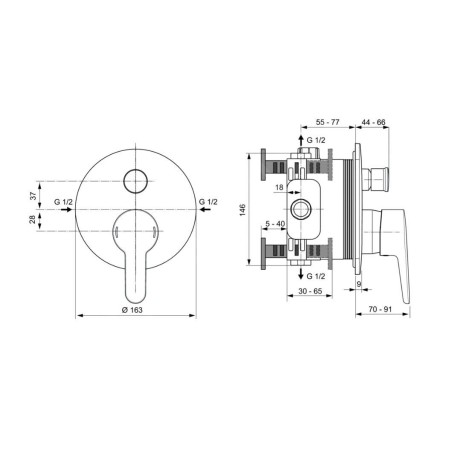 Ideal Standard Ceraplus II - Robinetterie de baignoire encastrée, chrome A6866AA
