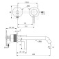 Ideal Standard Joy - Mitigeur de lavabo encastré, bec 225 mm, 2 trous, Magnetic Grey A7379A5