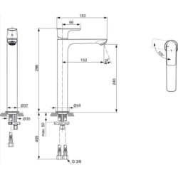 Ideal Standard Connect Air - Mitigeur de lavabo Slim, BlueStart, Brushed Gold A7028A2