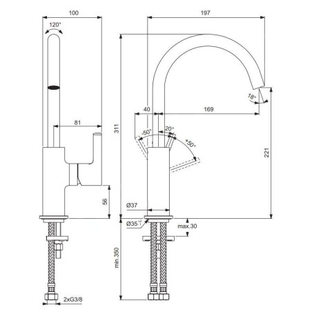 Ideal Standard Joy - Mitigeur de lavabo, Silver Storm BC778GN
