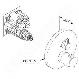 Kludi Nova Fonte - Mitigeur thermostatique encastré pour 2 sorties, noir mat 208303915