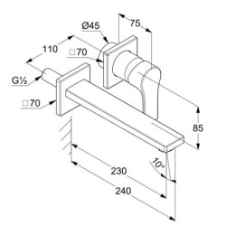 Kludi Zenta SL - Mitigeur de lavabo encastré pour une installation à 2 trous, chrome 482450565