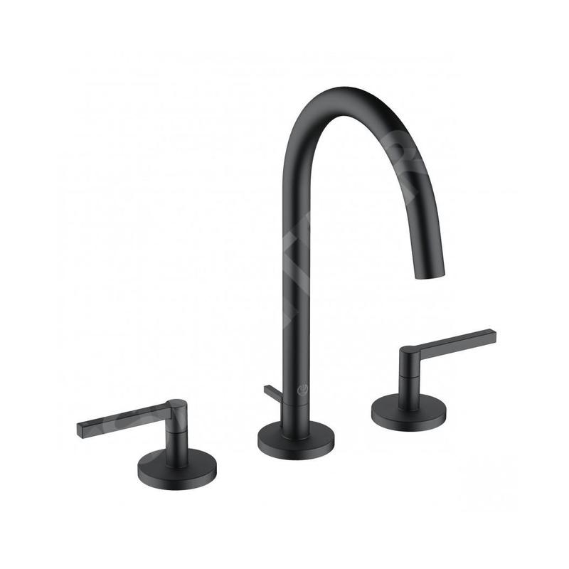 Kludi Nova Fonte - Mitigeur de lavabo avec Push-Open et bec pivotant, l'installation à 3 trous, noir mat 201433915