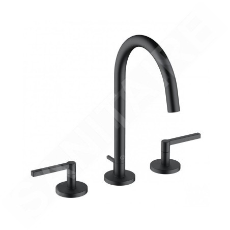 Kludi Nova Fonte - Mitigeur de lavabo avec Push-Open et bec pivotant, l'installation à 3 trous, noir mat 201433915