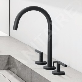 Kludi Nova Fonte - Mitigeur de lavabo avec Push-Open et bec pivotant, l'installation à 3 trous, noir mat 201433915