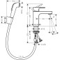 Hansgrohe Vernis Shape - Mitigeur de lavabo avec douchette à main Bidette, chrome 71216000