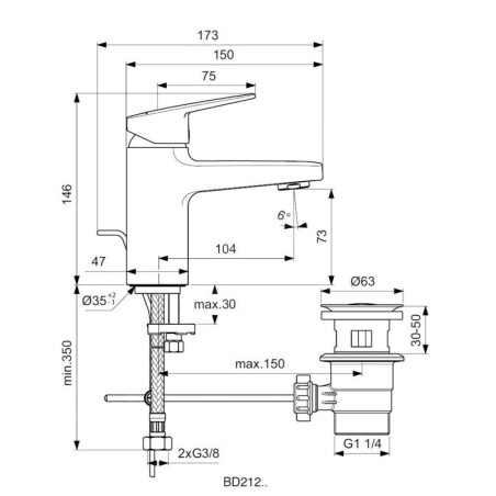 Ideal Standard CeraPlan - Mitigeur de lavabo avec vidage, chrome BD212AA