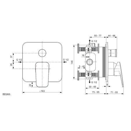 Ideal Standard CeraPlan - Mitigeur de baignoire encastré, chrome BD263AA