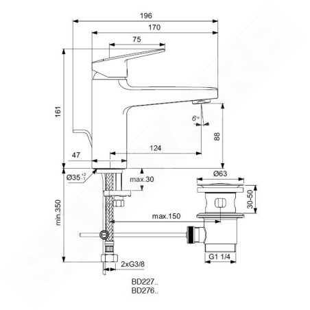 Ideal Standard CeraPlan - Mitigeur de lavabo Grande avec vidage, chrome BD276AA