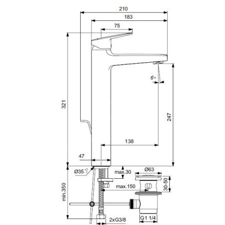 Ideal Standard CeraPlan - Mitigeur pour vasque, avec vidage, chrome BD277AA
