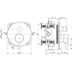 Ideal Standard CeraLine - Mitigeur encastré pour 2 sorties, noir A7389XG