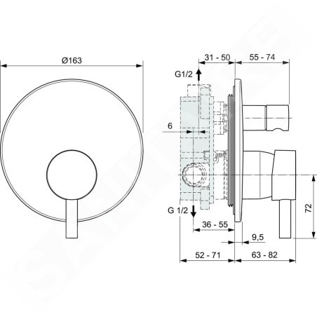 Ideal Standard CeraLine - Mitigeur encastré pour 2 sorties, noir BD139XG