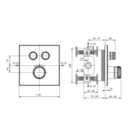 Ideal Standard CeraTherm Navigo - Mitigeur de douche thermostatique encastré pour 2 sorties, chrome A7302AA