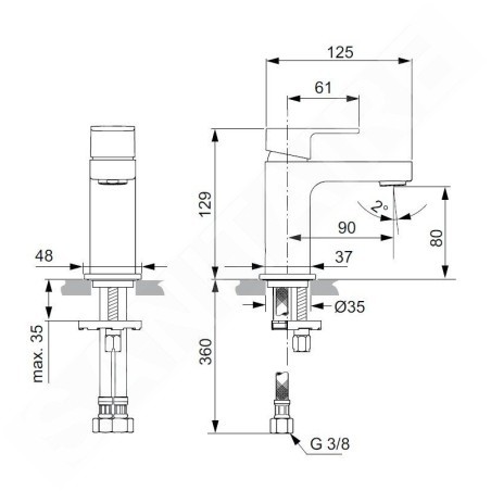 Ideal Standard Edge - Mitigeur de lavabo Slim Piccolo, chrome A7266AA