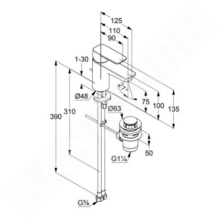 Kludi Pure&Style - Mitigeur de lavabo avec vidage, noir mat 403823975