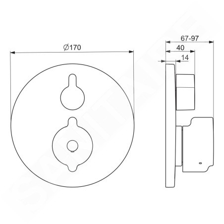 Hansa Clinica - Mitigeur thermostatique encastré pour 2 sorties, chrome 88619085