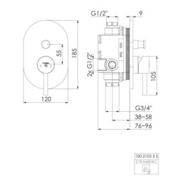 Steinberg 100 - Mitigeur encastré pour 2 appareils, chrome 100 2103 3