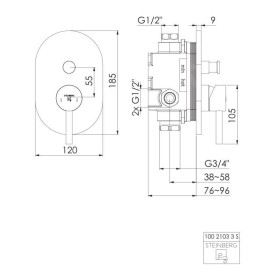 Steinberg 100 - Mitigeur encastré pour 2 appareils, noir mat 100 2103 3 S
